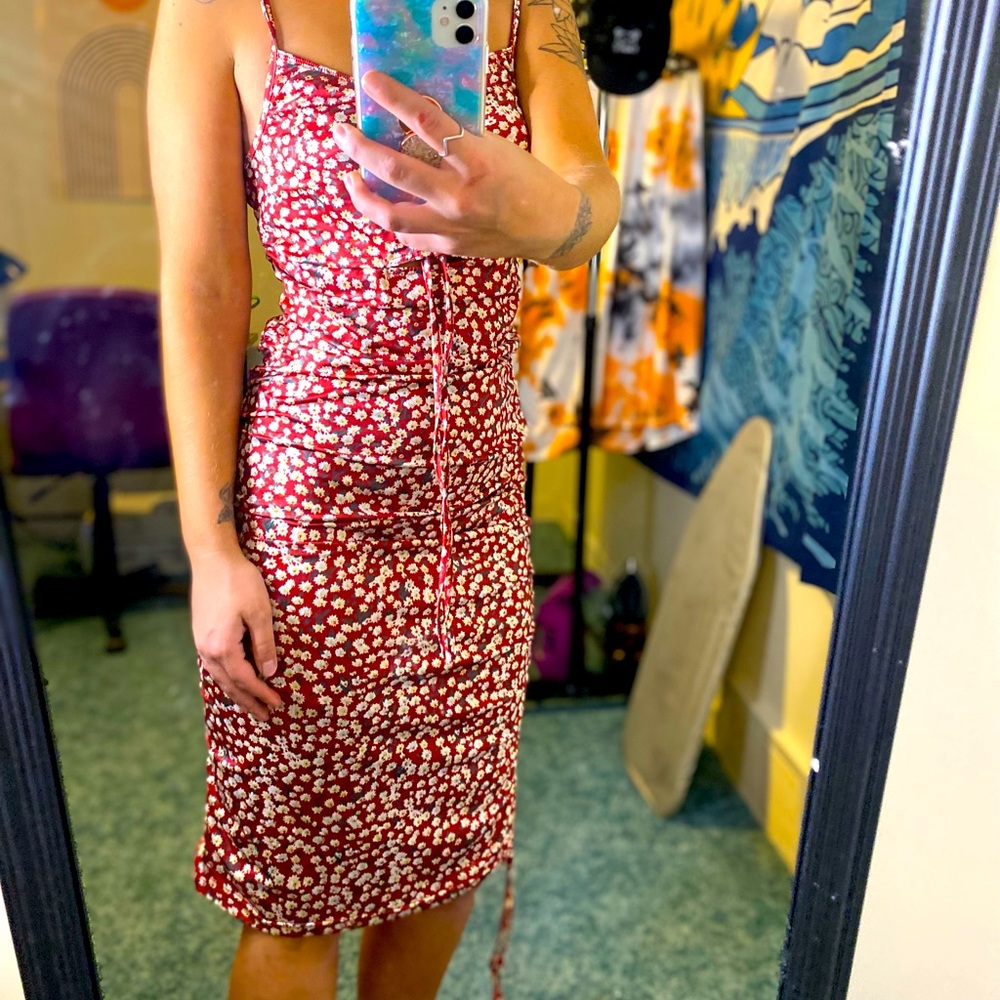 Shein Red Floral Bodycon Dress